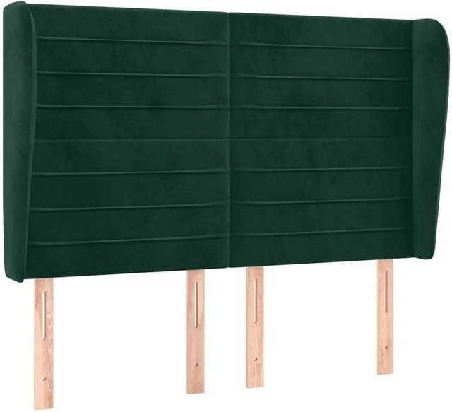 vidaXL Kopfteil mit Ohren in Dunkelgrün aus Samt, B/T/H: 147 x 23 x 128 cm - Bild 1