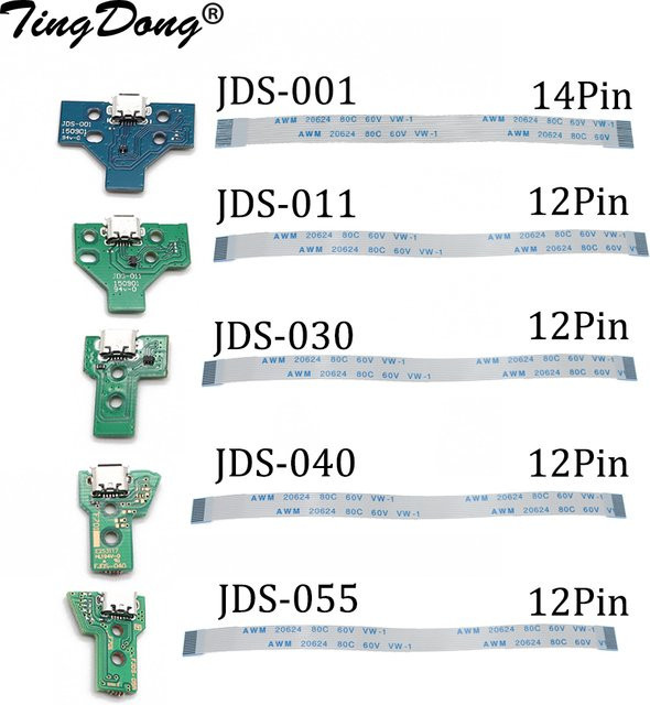 TingDong Micro USB Ladeboard für PS4 Controller mit 12Pin und 14Pin Buchse kompatibel mit JDS 001 011 030 040 055 - Bild 1