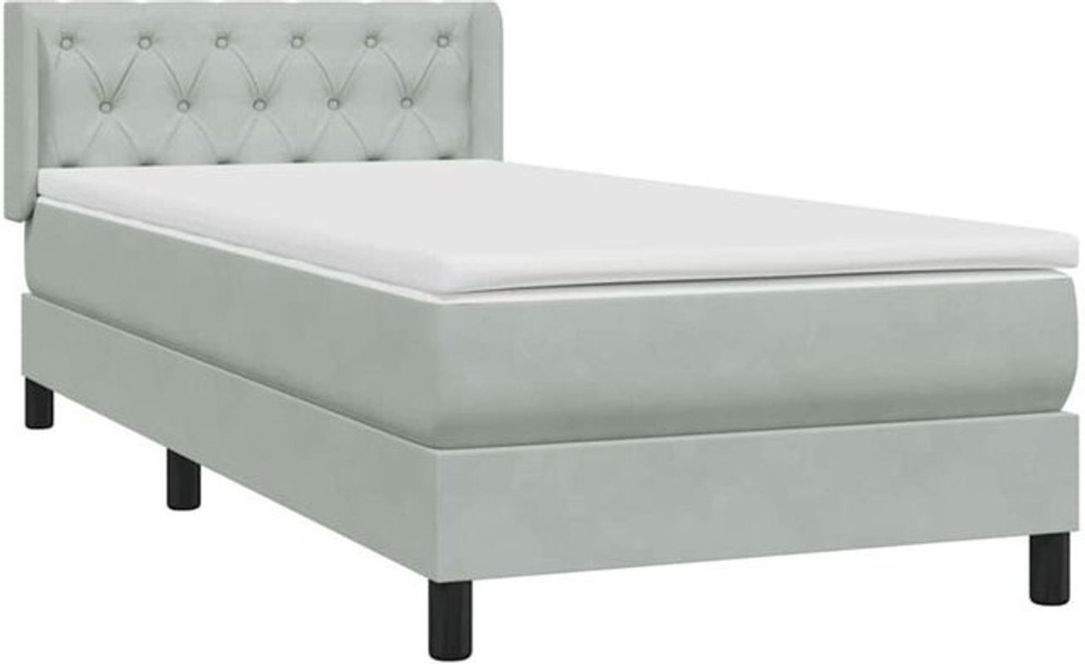 Vidaxl Boxspringbett mit Matratze in Grau aus Samt, B/L: 80 x 220 cm - Bild 1
