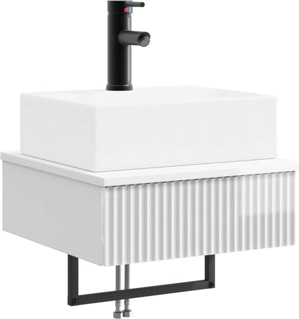 vidaXL Wandmontiertes Waschbecken in Weiß mit Hochglanz-Finish, B/T/H: 40 x 41 x 39 cm - Bild 1