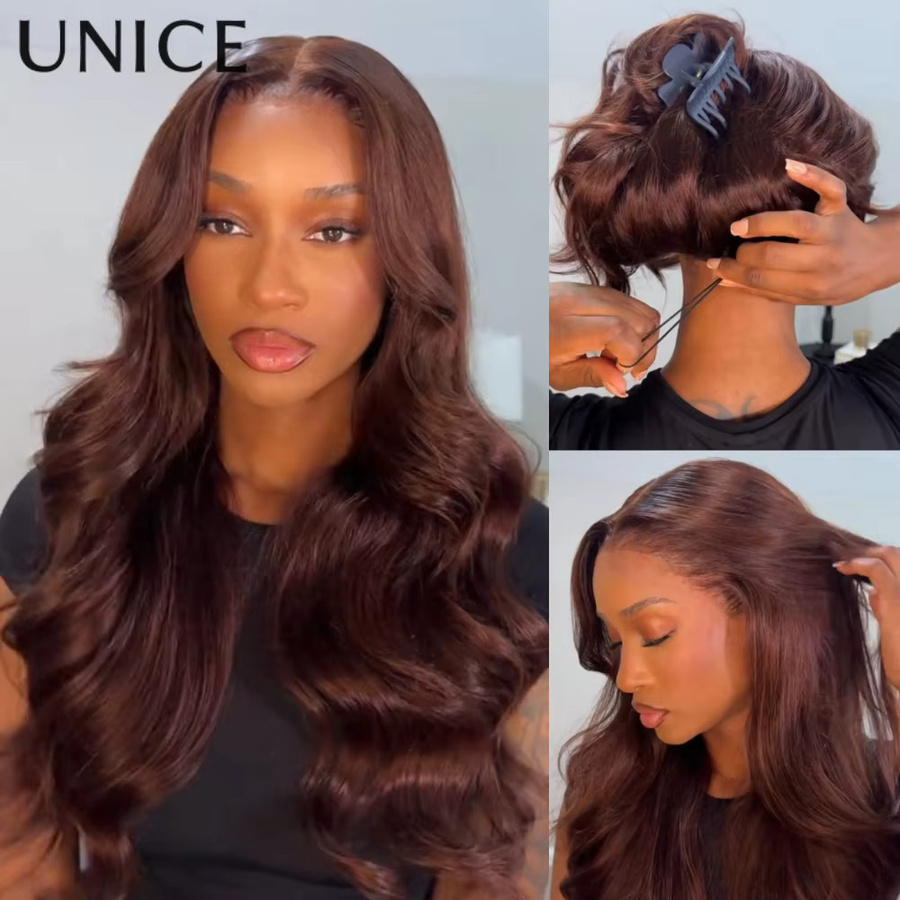 UNice Lace Wig Loose Wave Echthaarperücke, Auburn/Rotbraun, 150 % Dichte - Bild 2