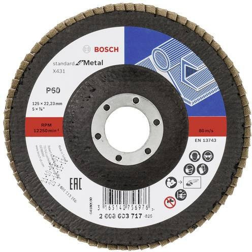Bosch Fächerschleifscheibe X431 Standard für Metall, Durchmesser: 125 mm, Körnung: 60, Mehrfarbig - Bild 1