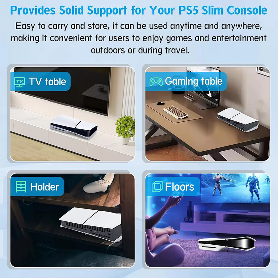 TECTINTER 2er-Set Horizontale Ständer für PS5 Slim und PS5 Pro aus transparentem Acryl, Dreieck-Basis Halterung zur Unterstützung und Lagerung - Bild 3