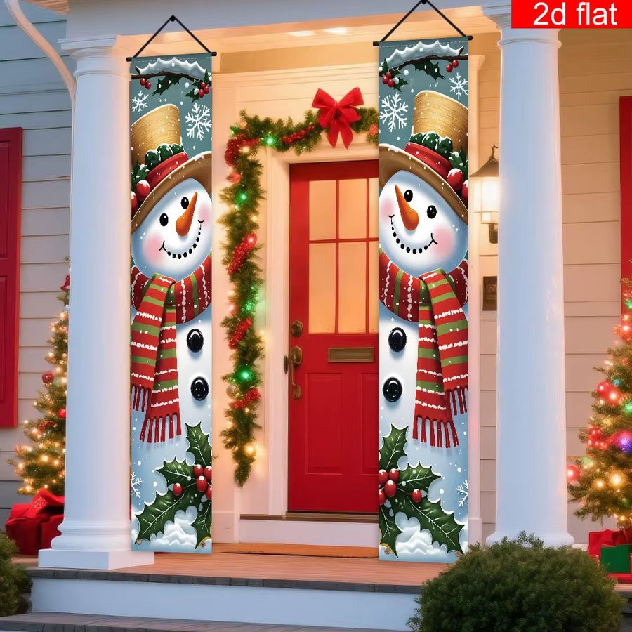 VIKAMA Weihnachtsdekoration Schneemann Banner Couplet für die Tür als Winter-Urlaubsdekoration - Bild 2