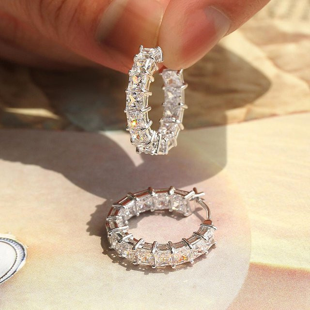 Huitan Prinzessin Creolen, Silber, Zirkonia, Damen - Bild 1