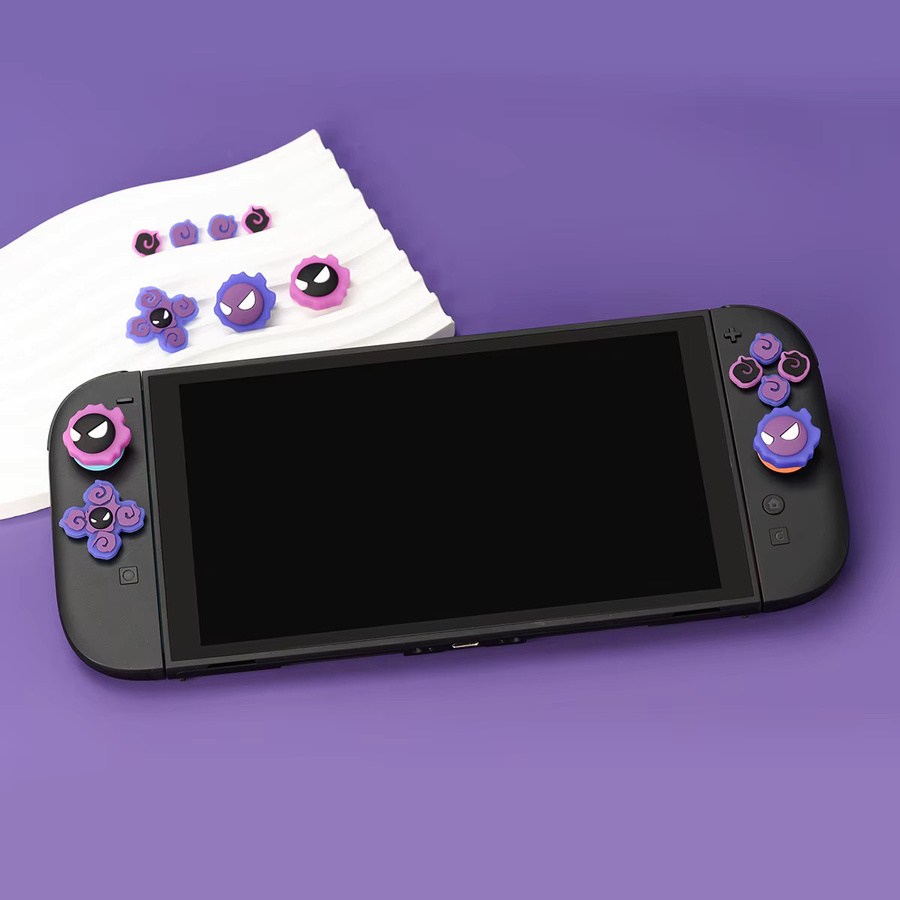 Caysolle Purple Devil Silikon Skin Set für Nintendo Switch und Joy-Con mit D-Pad, ABXY-Buttons und Thumb Stick Grip Caps in Lila - Bild 2