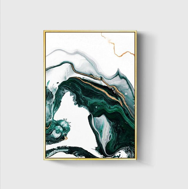 TPFLiving Leinwandbild Nordic Art Abstrakte Linien und Formen in Grün, Gold, Weiß und Schwarz, B/H: 60 x 100 cm - Bild 1