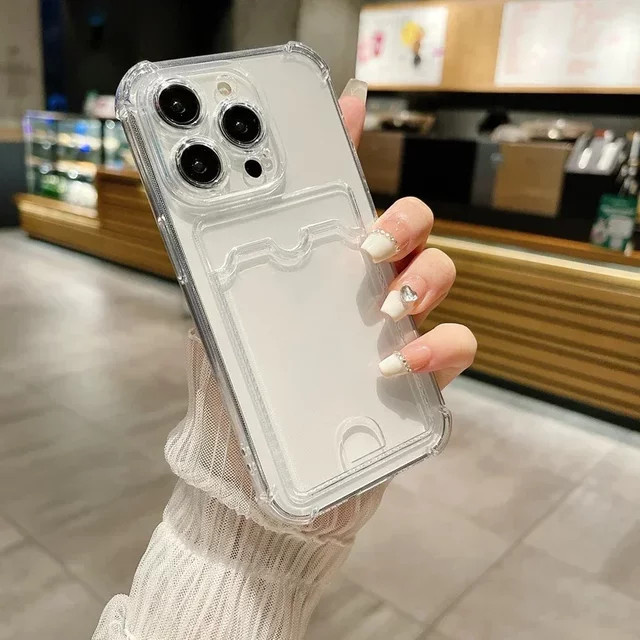 Transparente Schutzhülle mit Kartenfach für iPhone 11 bis iPhone 18 Pro Max, stoßfeste Kartenhalter-Tasche - Bild 1