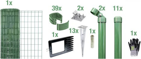 Gust. Alberts Maschendrahtzaun Set Fix-Clip Pro mit Bodenhülse, Breite: 2500 cm, grün - Bild 1