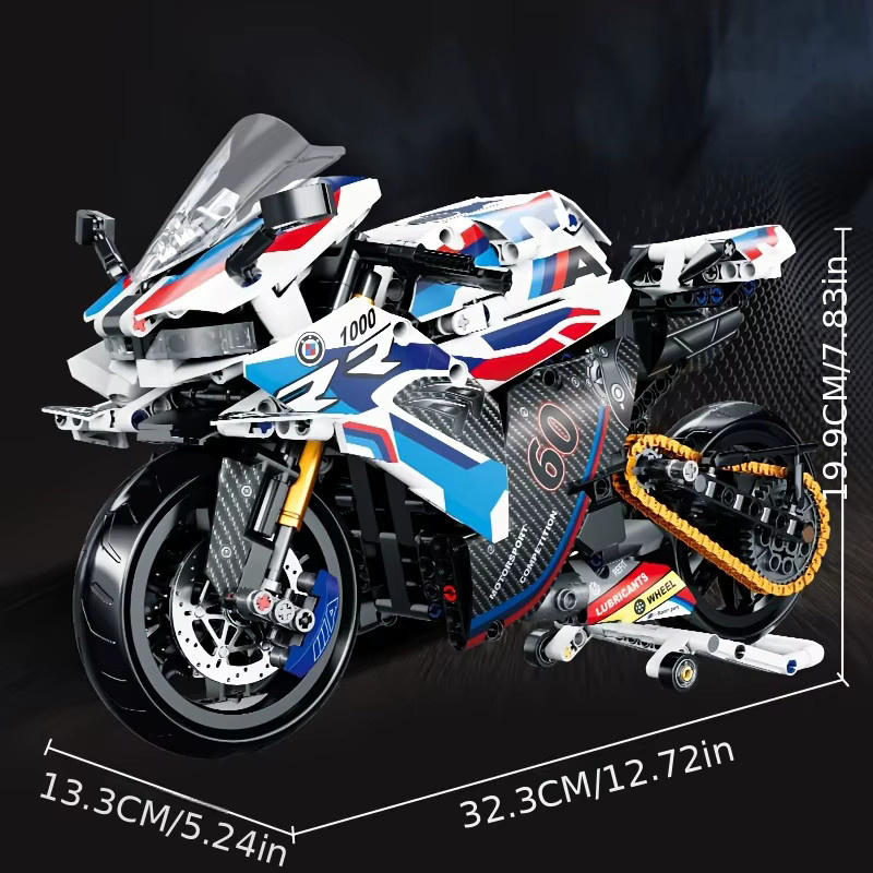 Motorrad-Baustein-Set, 1:8, technisches Rennfahrzeug, Modellbausatz - Bild 5