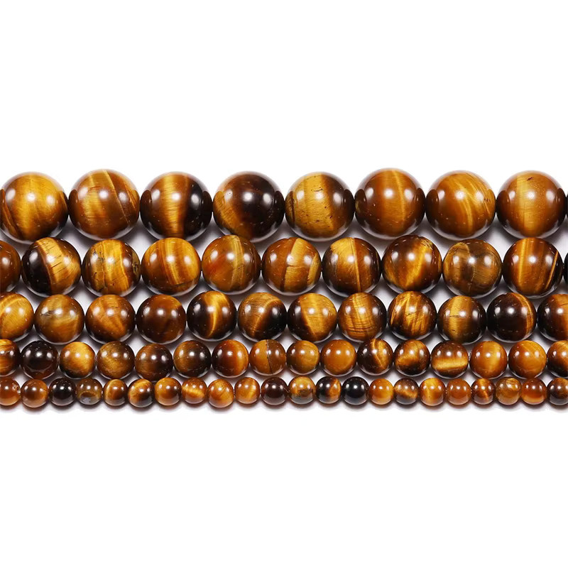 Perlen Tigerauge, rund, 6 mm, 8 mm, 10 mm, 38,1 cm Strang, Unisex - Bild 6