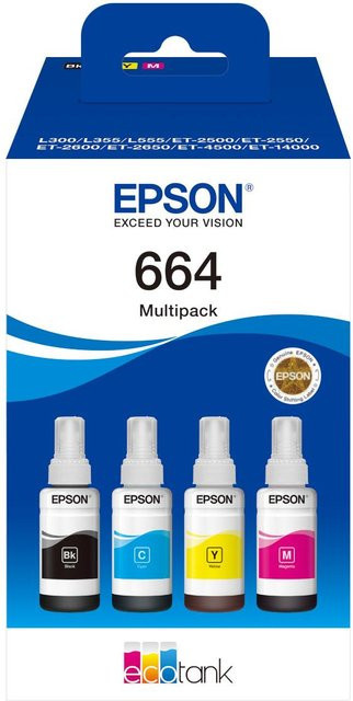 Epson 664 EcoTank Multipack Druckerpatronen Set, 4 Farben (Schwarz, Cyan, Magenta, Gelb) - Bild 2