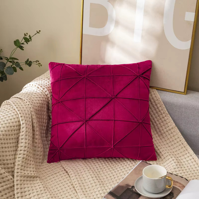 Dekorative Samt-Kissenbezüge in Rot mit kariertem Gittermuster von inyahome, B/H: 45,72 x 45,72 cm - Bild 2