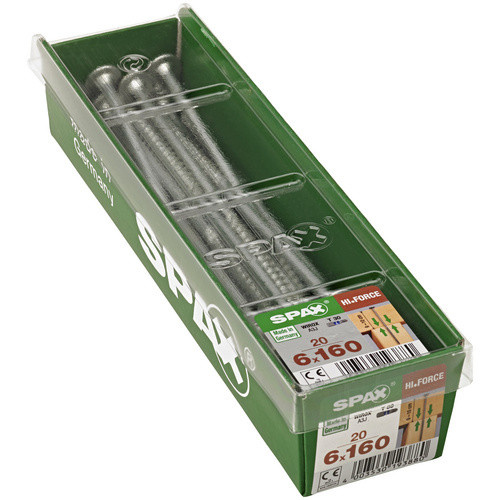Spax Holzbauschraube mit Torx-Antrieb aus Stahl, silberfarben, 20 Stück, Durchmesser: 6 mm, Länge: 160 mm - Bild 3