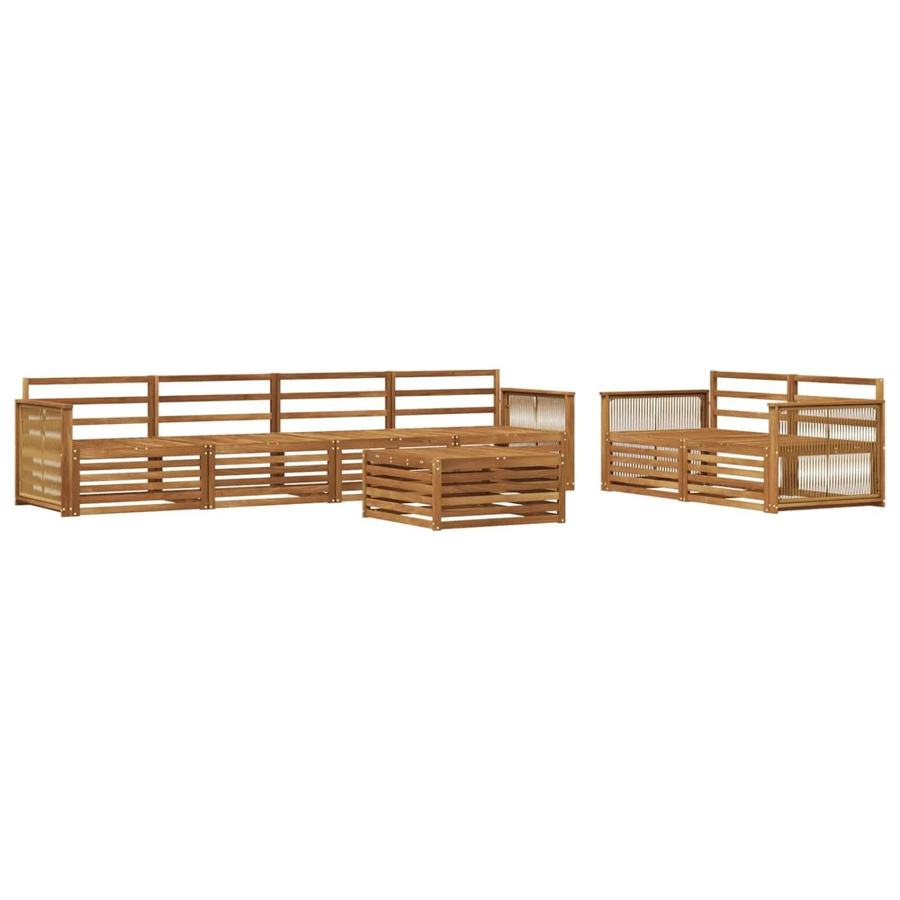 vidaXL Outdoor-Sofagarnitur aus Massivholz Akazie in Natur, 7-teiliges Set mit Tisch und Sitzmöbeln - Bild 2