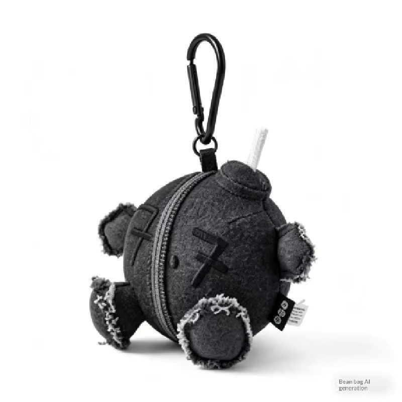 Bandai B-T-S World Tour Arirang Schlüsselanhänger, schwarze Denim-Plüschpuppe, Unisex - Bild 5