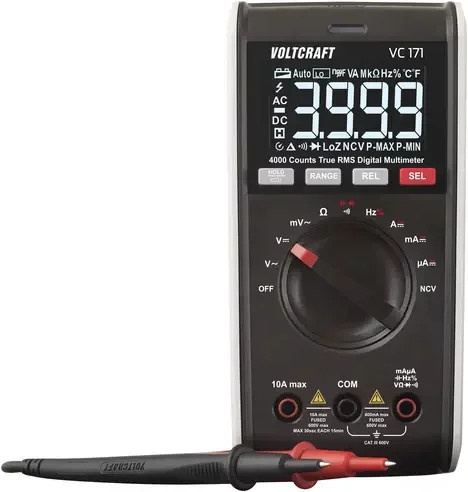 Voltcraft VC171 Digitales Hand-Multimeter CAT III 600V Schwarz (ISO kalibriert, 4000 Counts) - Bild 1