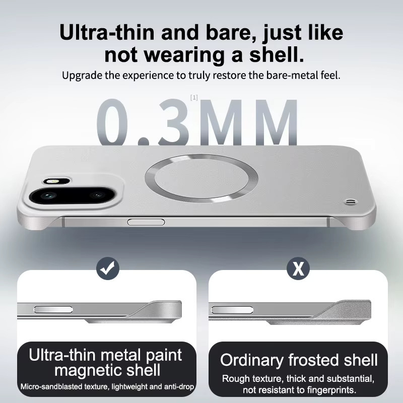 MagSafe Magnetische Schutzhülle für OnePlus Ace6 15T 13T 15 13 5G aus hartem PC mit metallischer Lackierung in Schwarz - Bild 5
