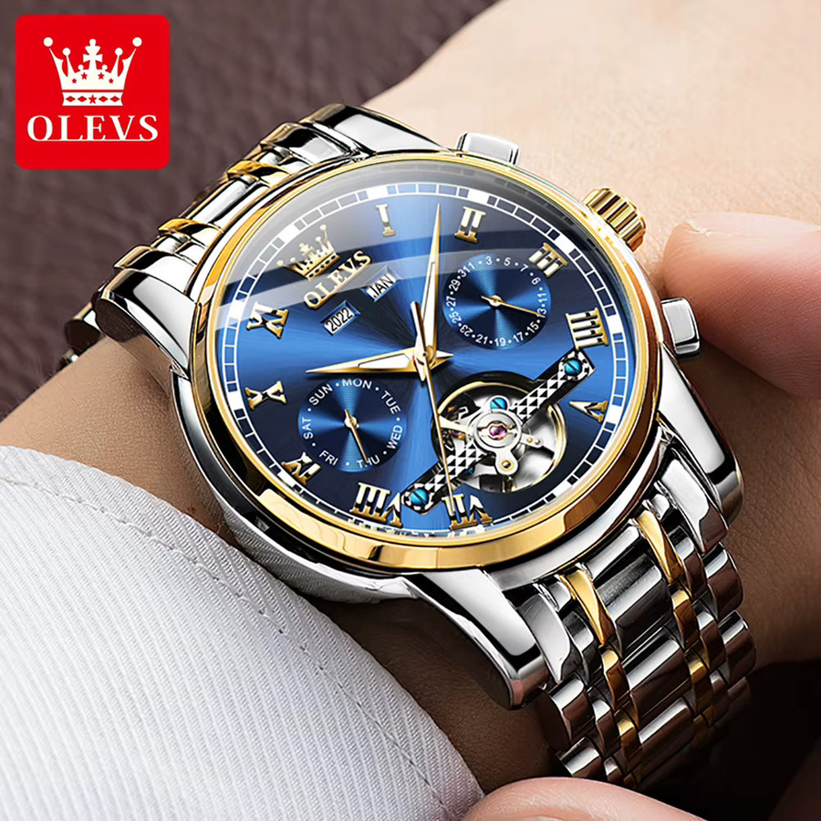 OLEVS Armbanduhr Automatik, Edelstahl, Silber, Weiß, Herren - Bild 2