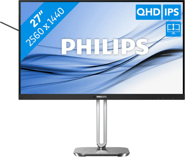 Philips 27B2G5500/00 LED-Monitor mit 27 Zoll IPS-Display, QHD 1440p Auflösung, USB-C und USB-A Anschlüssen in Schwarz, Silber und Grau - Bild 1