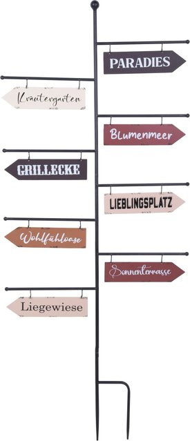 DELUKE Wegweiser EDUARD aus Eisen in Mehrfarbig mit Used-Look, Höhe: 125 cm, Breite: 54 cm, Tiefe: 2 cm - Bild 1