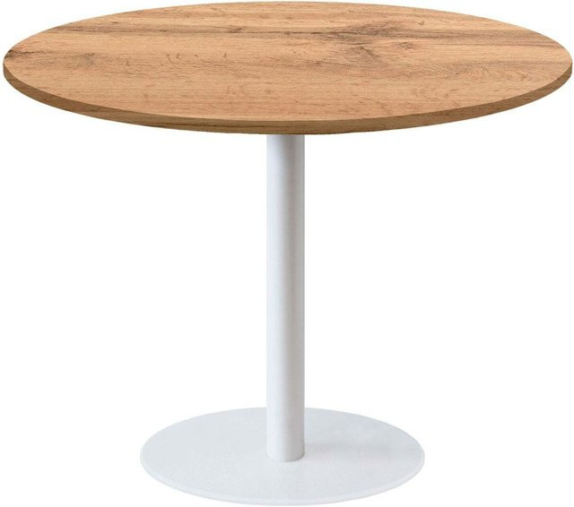RestooTab Tisch Rome XL rund in Eiche mit schwarzem Gestell, Durchmesser: 120 cm, Höhe: 75 cm - Bild 1