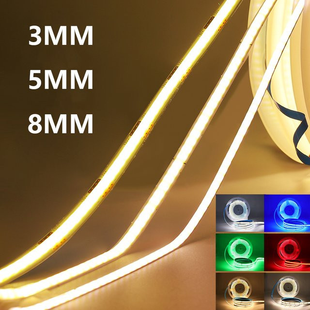 KISUFU COB-LED-Streifen RGB mit hoher Helligkeit und selbstklebendem Klebeband, 12 V, 320 LEDs/m - Bild 1