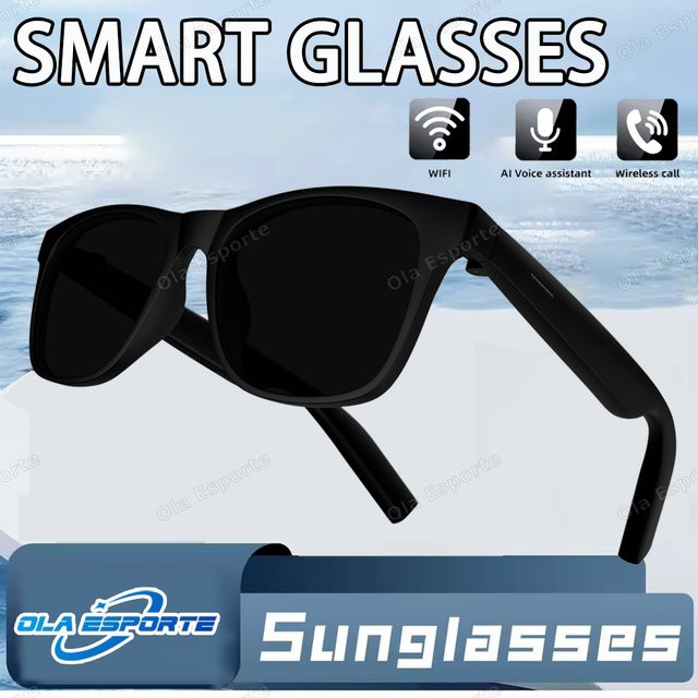 Ola Esporte KI-Smart-Brille mit Kamera, Bluetooth-Anruffunktion und Sprachassistent, UV-polarisierte Outdoor-Sonnenbrille in Schwarz - Bild 1
