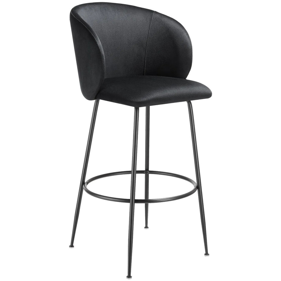 tectake Barstuhl Luana Set aus 2 Stück in Samtoptik Schwarz B/T/H: 51 x 60 x 106 cm - Bild 2