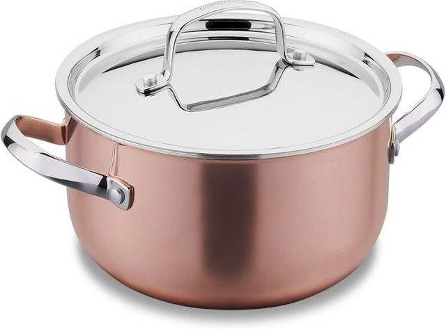 Korkmaz Divani Casserole Kochtopf mit Deckel aus Edelstahl und Kupfer in Kupfer-Gold, B/H: 20 x 10 cm, 2,9 l - Bild 1