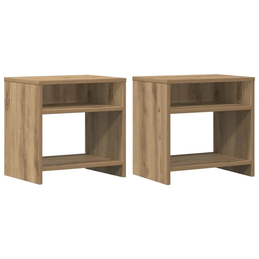 vidaXL Nachttische 2er Set im industriellen Stil aus Holzwerkstoff in Eiche Braun, B/T/H: 40 x 30 x 40 cm - Bild 2