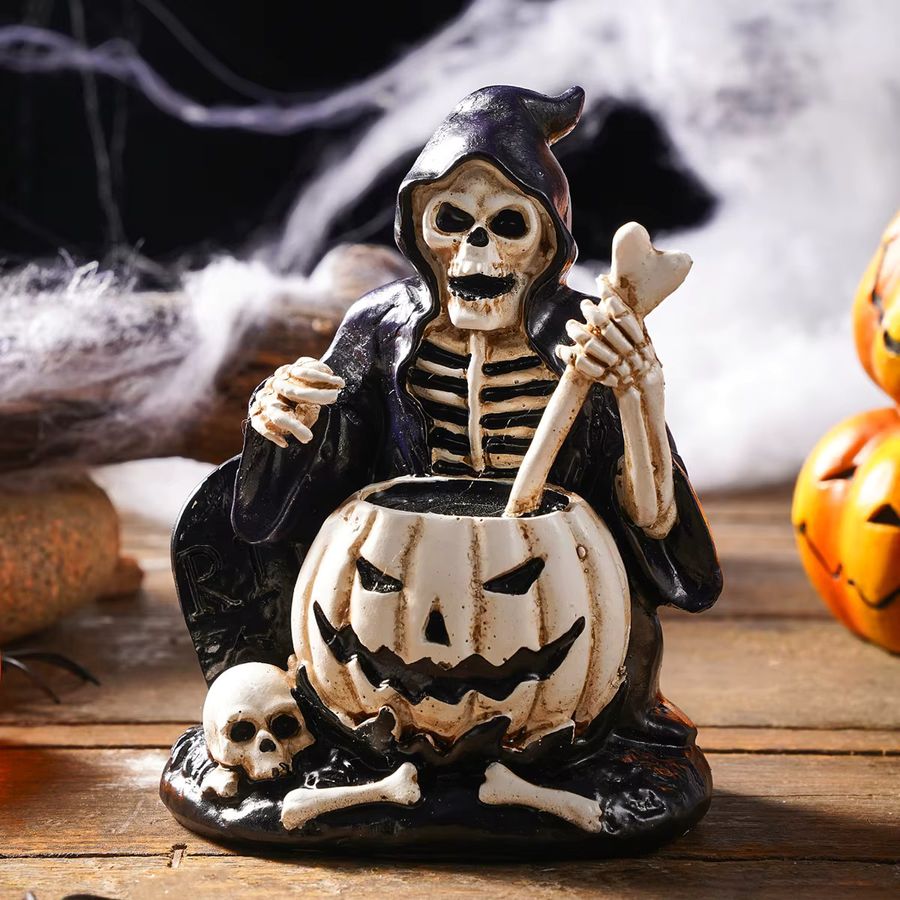 Retro Halloween Schädel Statue aus Harz als dekoratives Kunsthandwerk - Bild 2