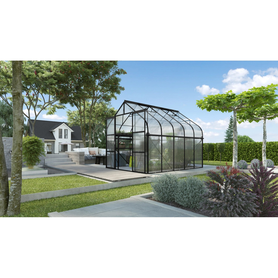 Vitavia Gewächshaus Diana 8300 in Schwarz mit Fundament, Aluminiumrahmen und Polycarbonat-Verglasung, 8,3 m² - Bild 2