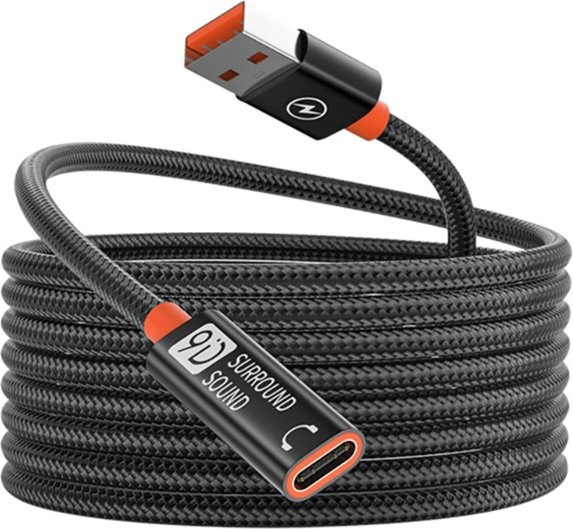 USB A auf USB C Verlängerungskabel mit 5 Gbit/s Datenübertragung, geflochtenes Nylon, Schwarz - Bild 1