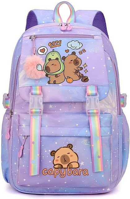 3-teiliges Schulrucksack-Set für Schüler in Lila aus Oxford-Stoff mit großem Fassungsvermögen inklusive Schultergurt und Federmäppchen - Bild 1