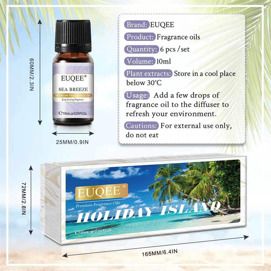 EUQEE Holiday Island Duftöle-Geschenkset, 6 x 10 ml, Unisex - Bild 3