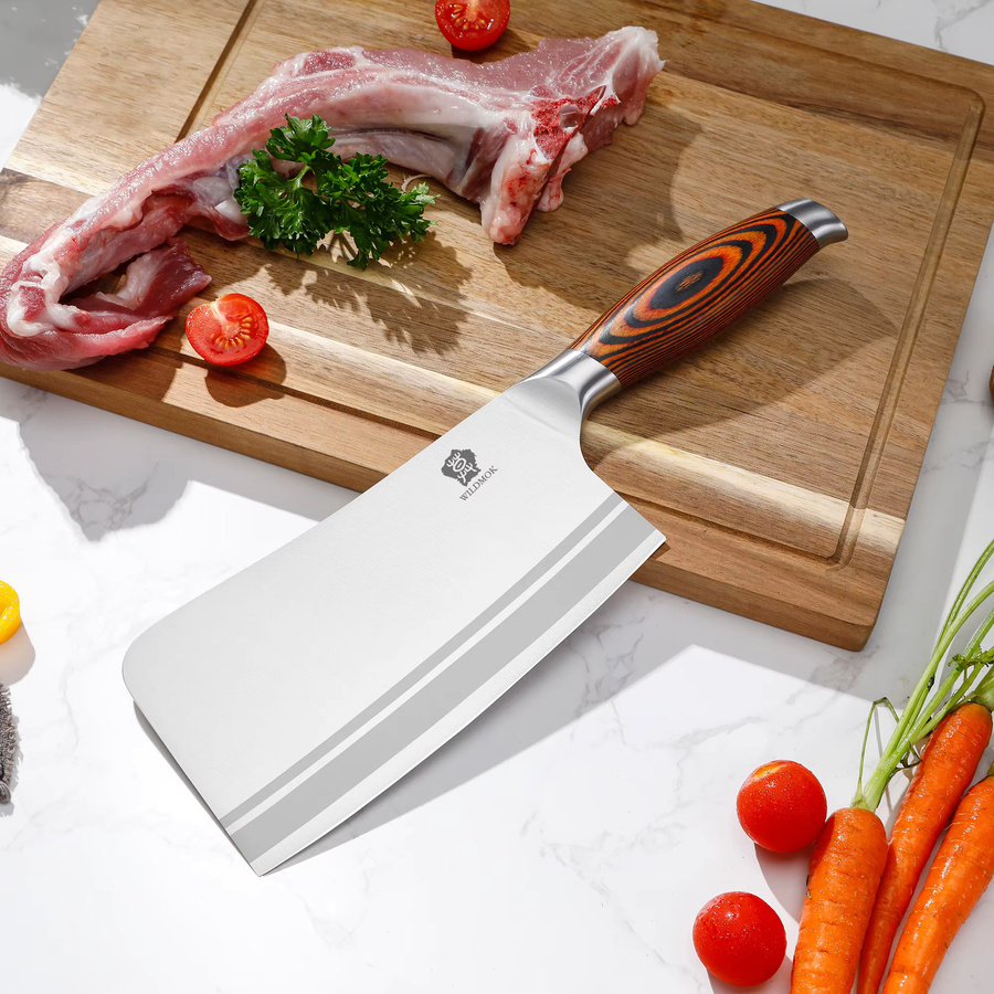 WILDMOK Knochenhackmesser aus Edelstahl in Silber, 7 Zoll Mehrzweckmesser für Küche und Fleischverarbeitung - Bild 3