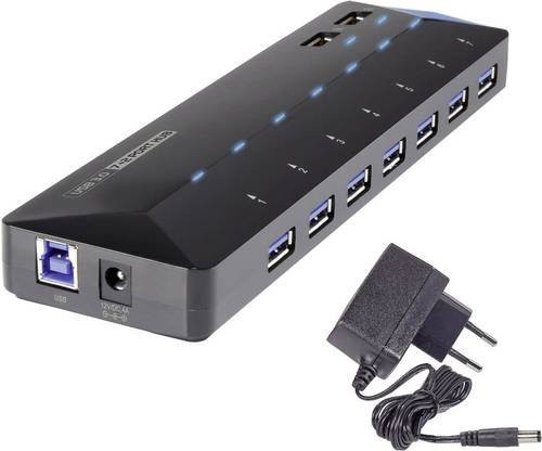 Renkforce USB 3.0 Hub mit 7 Ports und Schnellladefunktion, Schwarz - Bild 1