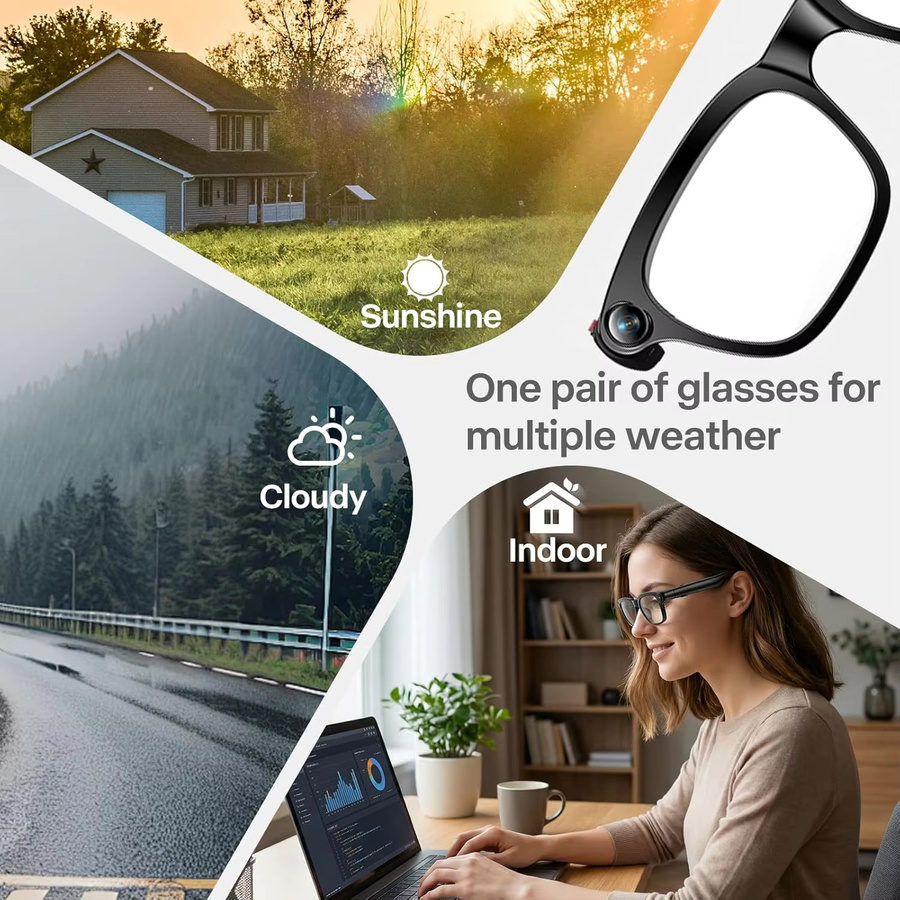 GUHUAVMI Smarte KI-Brille mit 1080P Kamera, Bluetooth Anruffunktion und WLAN-Übertragung in Schwarz - Bild 4