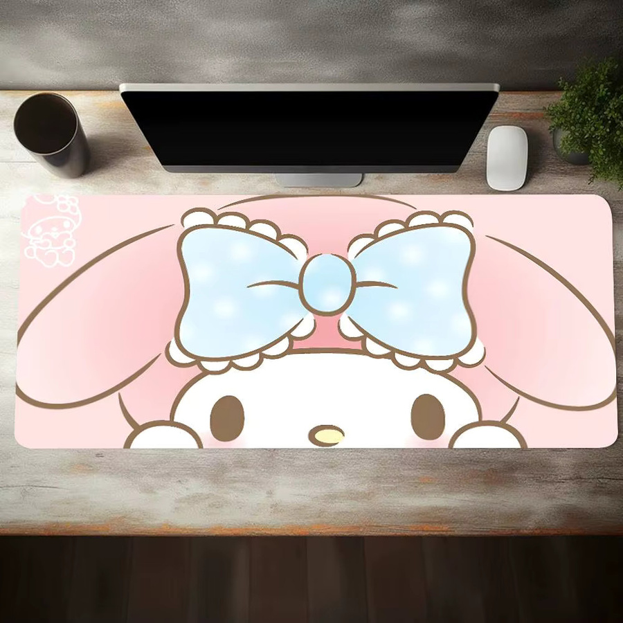 LockEdge My Melody Mauspad in Pink, große rutschfeste Schreibtischunterlage für Gaming und Tastatur - Bild 4