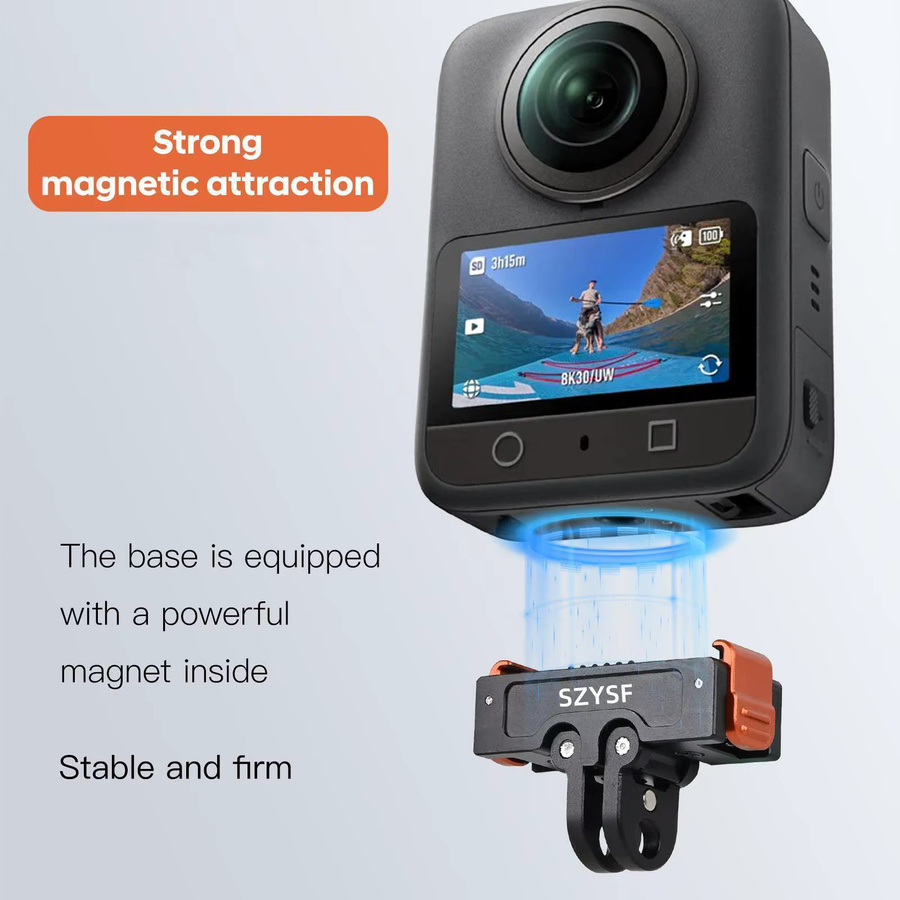 DJI Magnetische Schnellwechseladapter-Montagehalterung aus Metall für Osmo Action 5 Pro/4/3 mit 1/4 Zoll Schraubenloch und Klappsockel in Schwarz - Bild 3
