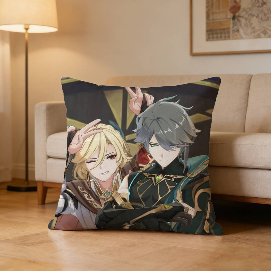 Genshin Impact Kissenbezug mit Kaveh und Alhaitham Motiv, Multicolor, B/B/H: 18 x 18 x 18 cm - Bild 1