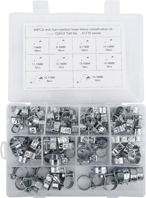 Wosawe 84 Stück Verzinkte Mini Schlauchschellen für Kraftstoffleitungen aus Stahl in Silber - Bild 1