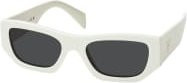 Prada PR A01S Sonnenbrille, Rechteckig, Vollrand, Kunststoff, Unisex, weiß, grau - Bild 1