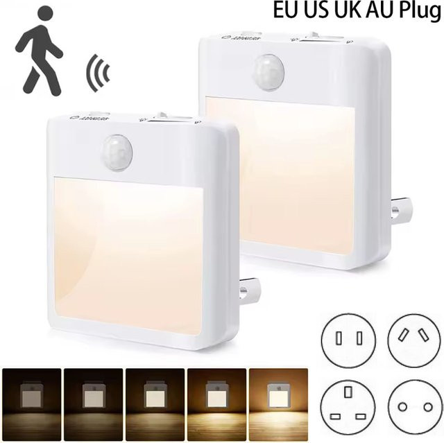 TLEDMP LED Nachtlicht mit Bewegungsmelder und Dämmerungssensor, Warmweiß, für Wohnzimmer und Schrank, Weiß - Bild 1