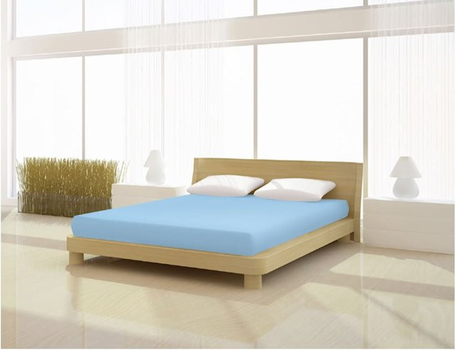 Mr. Sandman Spannbetttuch Basic aus Baumwolle mit Elastan in Blau, B/T/H: 140 x 200 x 220 cm - Bild 1
