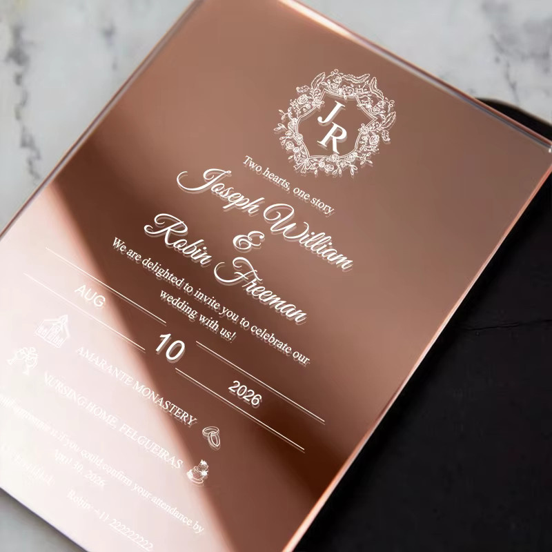 Personalisierte Acryl-Hochzeitseinladungen in Silber mit individuellem Design - Bild 2