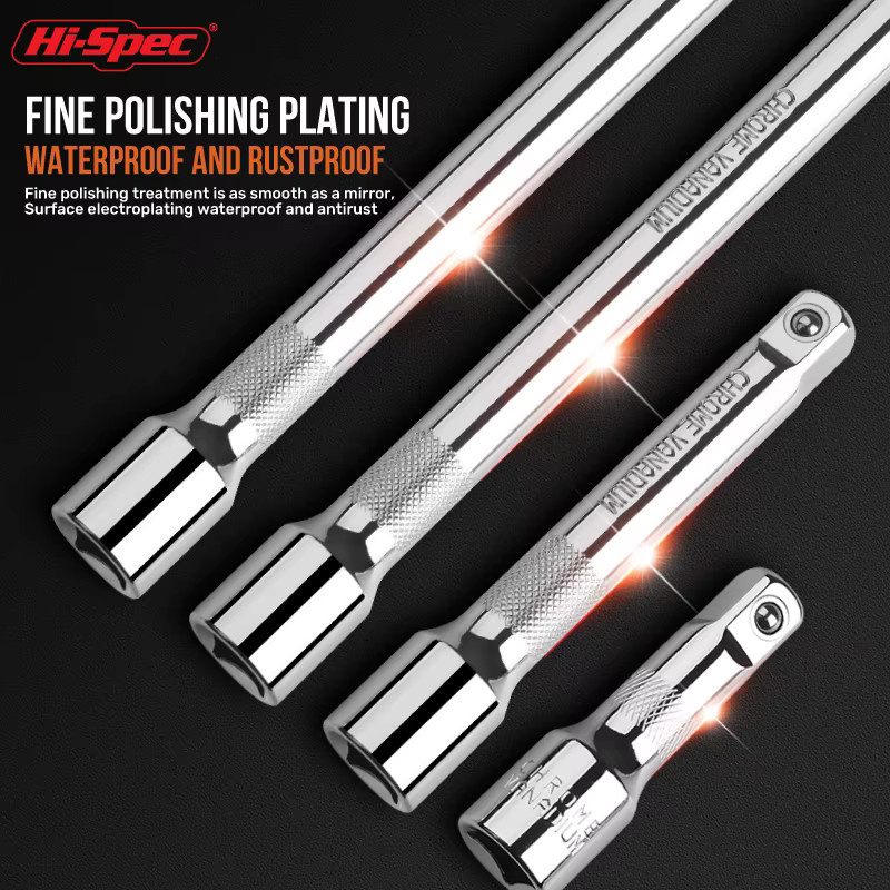HI-SPEC Steckschlüsselverlängerungsstange mit 1/2 Zoll Antrieb in Silber, Set mit 50 mm, 100 mm und 150 mm Längen für Ratschenschlüssel - Bild 4