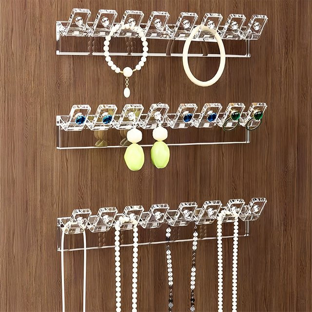 Velishy Halsketten-Organizer aus transparentem Kunststoff, selbstklebender Schmuckhalter zur Wandmontage - Bild 1