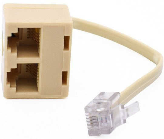 OULLX RJ11 6P4C 1 auf 2 Telefon Adapter Kabel Splitter in Beige - Bild 1